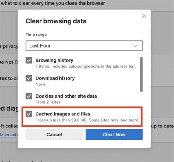 What happens when you clear cached data?